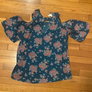 Floral cold shoulder top